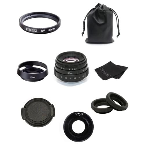 New arrive FUJIAN 35mm f1.6 C mount camera CCTV Lens II for M4/3 / MFT Mount Camera & Adapter black