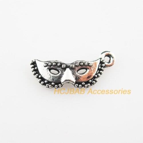 New 30Pcs Tibetan Silver Color Mystery Mask Charms Pendants 8x20mm