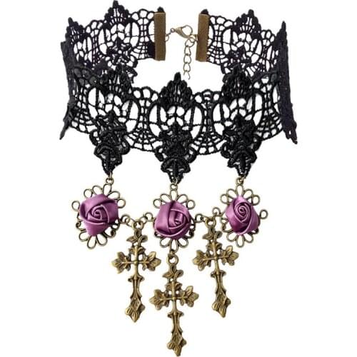 YiYaoFa Cross Choker Necklace Gothic Jewelry False Collar Statement Necklace for Women Accessories Girl Party Jewelry GN-94