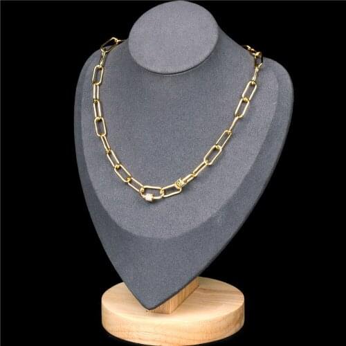 FACEINS Hip-hop Crystal-studded Screw Buckle Pendant Necklace Simple Hipster INS Thick Necklace Clavicle Chain Neck Jewelry