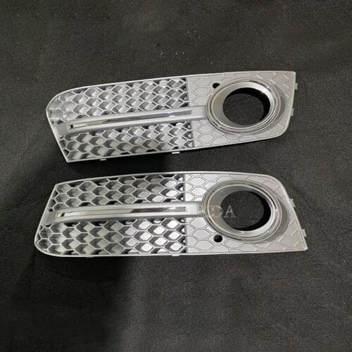 2pcs Left Right Silver Honeycomb Front Fog Light Grille Grill Cover For Audi A4 B8 2009 2010 2011 NOT for S-Line S4 RS4