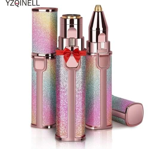 Rechargable Eyebrow Trimmer Facial Hair Removal Razor Facial Hair USB Trimmer for Women 2 in 1 Design with LED Light