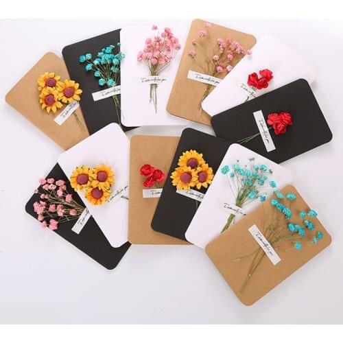 Dry flower greeting card retro blank small card mothers day thank you thanksgiving blessing card creative diy birthday card