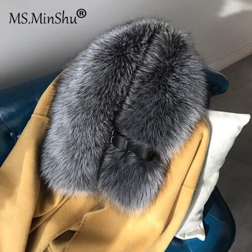 Women Winter Fox Fur Scarf With Leather Belt Buckle Closure Fashion Hand Made Scarf 2020 New Arrival