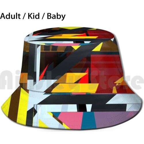 Glass Cross City #1 Sun Hat Foldable UV Protection Abstract Street Urban Blue Green Pastel Building Construction