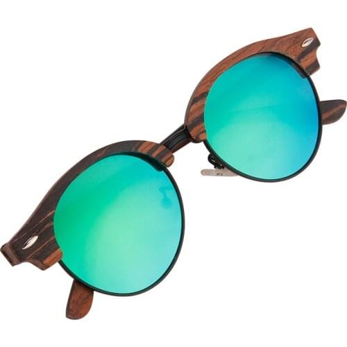 Handmade Wenge Wood Sunglasses Classic Semi Rimless Shades Men Women Polarized Sun glasses High Quality UV400 Round Glasses