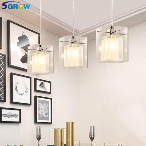 SGROW Glass Lampshade Crystal Chandelier with Multi Heads Hanging Lamp Art Decoration Light Fixture for Dinning Room Living Room