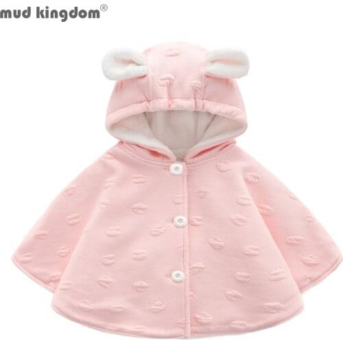 Mudkingdom Baby Winter Hooded Jacket Newborn Girls Velvet Ponchos Capes Casual Rabbit Ear Children Outerwear