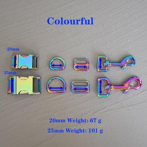1 Set 20/25mm Colourful Metal Slider D Ring Release Belt Buckle For Pet Dog Collar Paracord Sewing Accessory Strong Hardware
