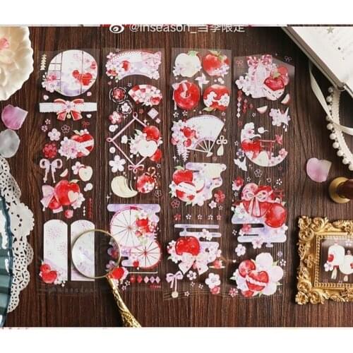 1 Loop 6 X 100cm Red Apple Limited Journal Washi Tape Collage Tape Washi Current Season