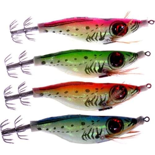 1PC Saltwater 3D Shrimp Fishing Lure Luminous Prawn Flick Bait Squid Jig Hook Tackle