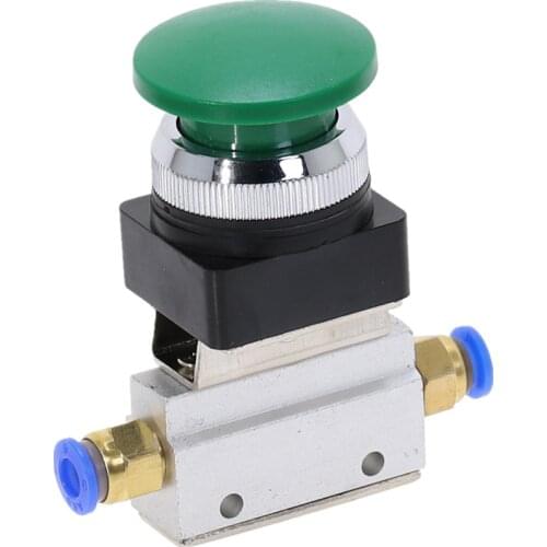 1pcs MOV-03APPL 1/8" PT Thread Three Way Two Position Green Mushroomhead Pneumatic Valve w Fittings