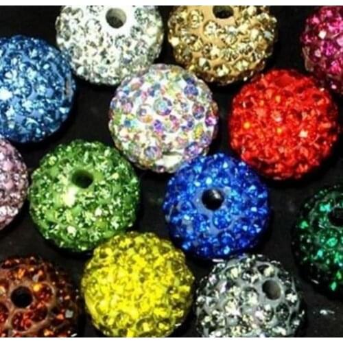 12mm 100pcs/lot mixed white y4443 multicolor Rhinestone round disco Beads bracelet diy making crystal