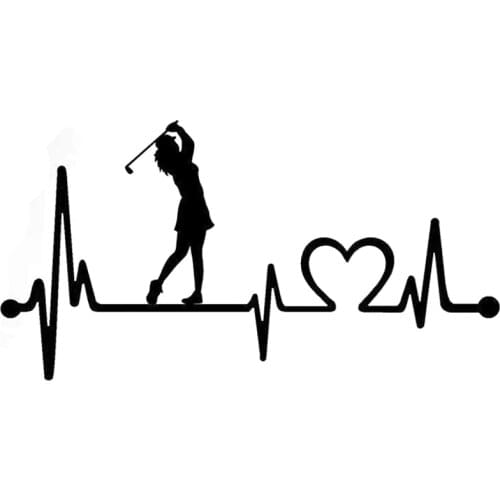 14.2CM*7.9CM Ladies Golf Heartbeat Lifeline Vinyl Decal Car Sticker S9-0298
