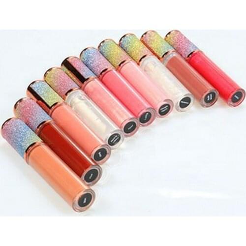 20 Piece Custom Crystal Round Tube Lip Gloss Private Label Nonstick Long Lasting Makeup Liquid Lipstick Wholesale