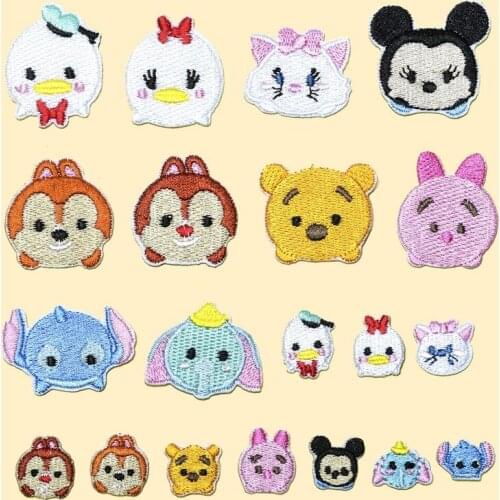 20pcs Disney lilo stitch mickey dumbo Winnie the poor Iron Patches Iron Garment Clothes Accessories Applique Embroidery clothing
