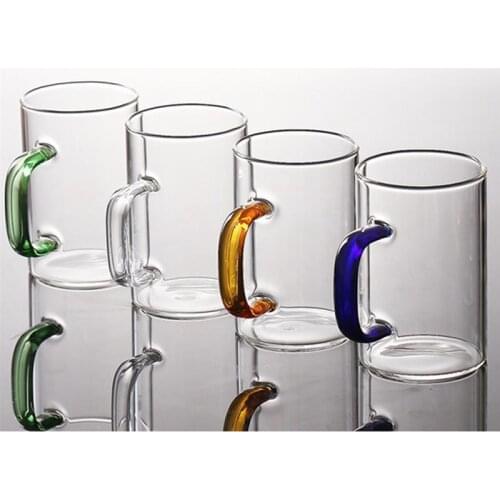 300ml Heat-Resistant Transparent Thicken Glass Cup Drinking Utensils Colorful Handle Glass Tea Cup Glass Beer Mug For Home