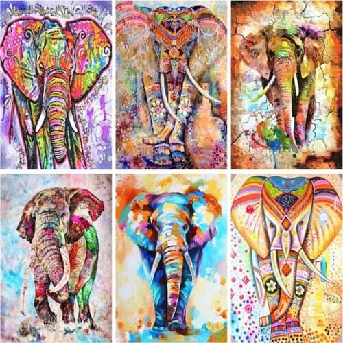5D Diamond Embroidery Color Elephant Full Square Diamond Painting Cross Stitch Mosaic Animals Rhinestone Art Handmade Home Decor