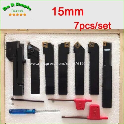 7pcs/set 15mm Hard Alloy Blade with Coating Turning CNC Lathe Tool Kits Durable Cutting Tools