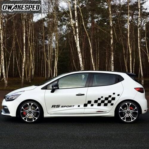 Car Door Side Decor Sticker RS Sport Stripes Racing Lattice Graphic Vinyl Decal For Renault Clio Auto Body Exterior Accessories