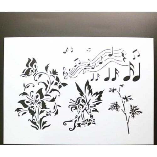 Butterfly Music Layering Stencils For Walls Painting Template Scrapbooking Stamps Album Decor Embossing Office School Supplies