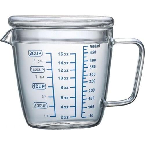 Milk Cup Multipurpose Graduated with Leakproof Lid Glass Cold Heat Resistant Durable 250ml/500ml Measuring Cup