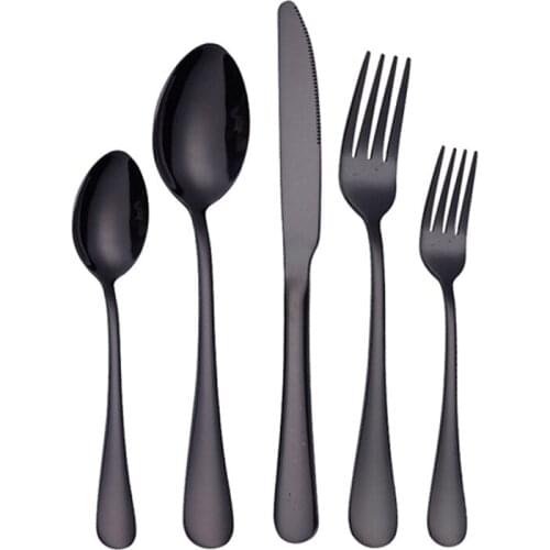 Black Silverware Set, Matte Stainless Steel Flatware Set, Cutlery Set For Home Kitchens, Hand Wash Recommended