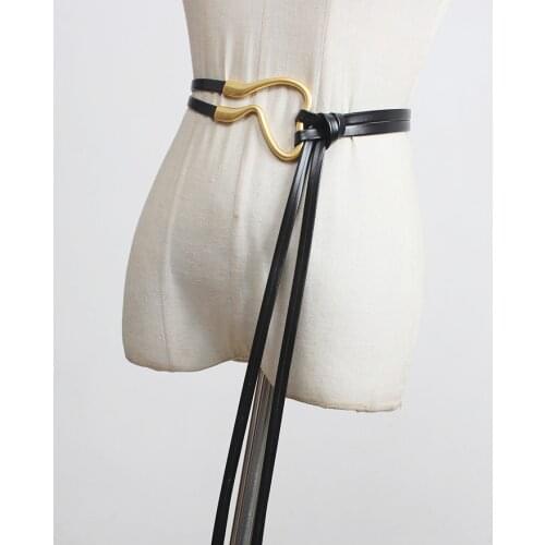 SuperAen 2021 Decorative Belt Womens Soft Long Belt Buckle Coat Fashion Leather Belts for Women