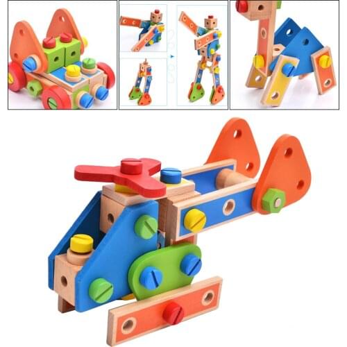 Wooden Building Block Combination Toys Assembly for Children 3 4 5 6 Year Old Toddlers Gift