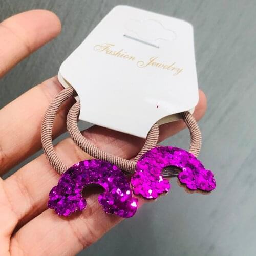 2Pcs Shiny Unicorn Horse Children Elastic Hair Bands Ponytail Holder Hair Ties Headband Scrunchie Hair Accessories for Girls