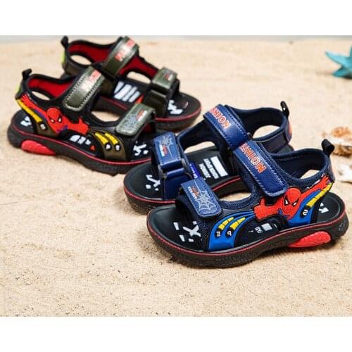 Disney childrens cartoon spiderman non-slip soft bottom boys and girls baby sandals beach shoes