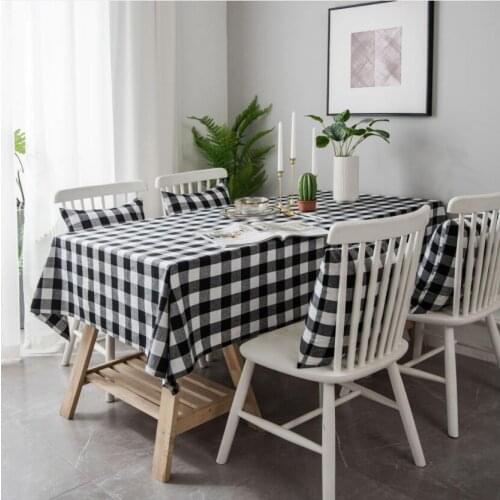 Classic Red Black White Plaid Tablecloth Christmas Table Decoration Cover Cotton Linen Table Cloth HomeTextile Manteles ZC050