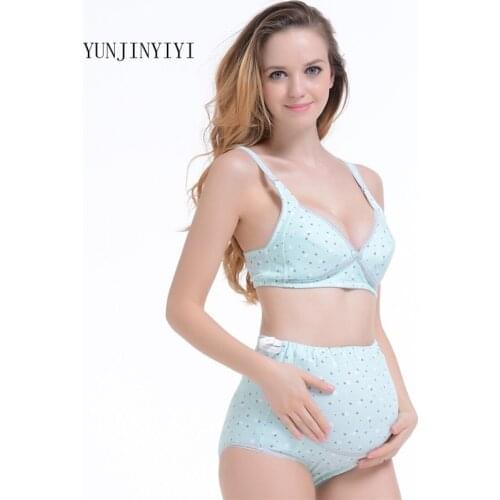 Bra+Panties Set Cotton Pregnant Brassieres Maternity Pregnancy Breast Feeding Bras For Women Panties Underwear Mother Clothes