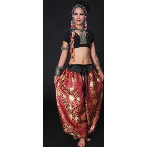 Women ATS Tribal Belly Dance Clothes Choli Tops and Pants Gypsy Dance Bloomers Harem Trousers Pants Costume Set