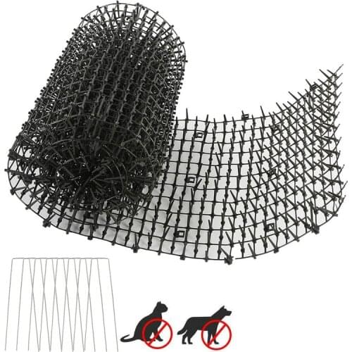 Humane Anti Cat Dog Animal Mat Spikes Garden Thorn Pad Stab Nets Anti-animal Trails Animal Fences Pet Forbid Mat with 8 Staples