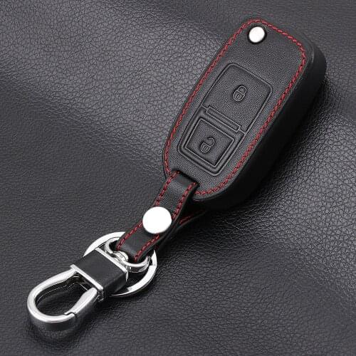 Leather 2 Button Car Flip Key Cover Case For VW Passat Polo Golf Seat Touran Bora Jetta Cady Touran Sharan Transporter