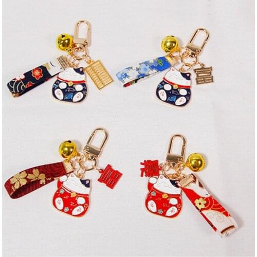 Cute New Keychains for Lover Car Keys Key Chains Bag Decor Japanese Lucky Cat Pendant Charms for Airpods for Samsung Galaxy Buds