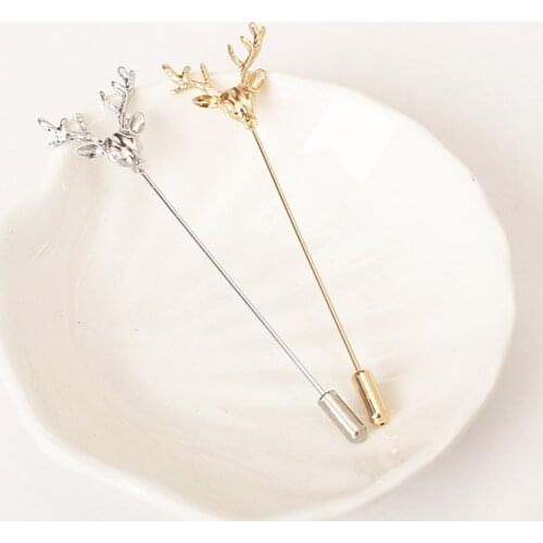 Fashion Retro Deer Head Brooch Pins Simple For Hollow Women Men Suit Animal Collar Pin Fine Jewelry