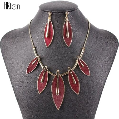 MS17535 Fashion Brand Jewelry Sets Red Necklace Set Bridal Jewelry Faux Leather Fur High Quality Party Gifts New Arrival