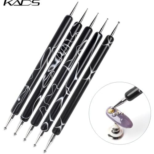 5pcs/set 2 way Nail Art Dotting Pen Marbleizing Painting Drawing Pen Brush Nail Art Brush Set UV Gel Nail Dotting Tool Set