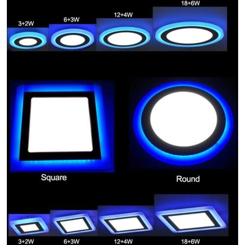 Cheap 3-modes Dual Color Led Recessed Ceiling Panel Light Corridor Room Hall Lamp White/Blue AC220V Spot Light For Indoor Office