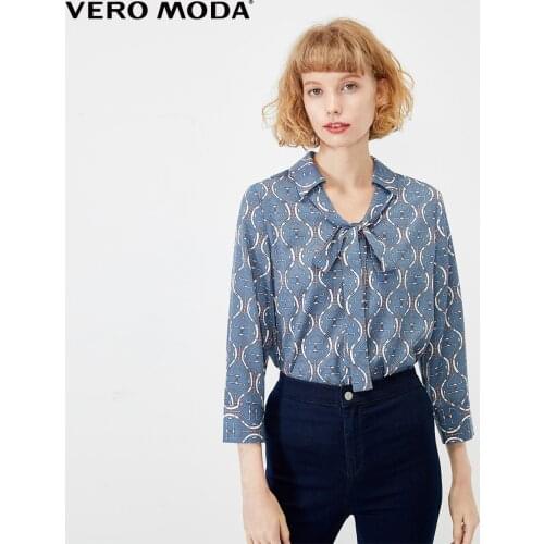 Vero Moda Women Vintage Print Lace-up Neck Shirt | 320131511