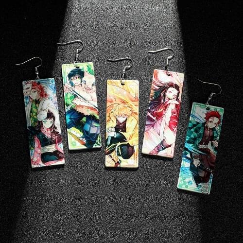 Anime Drop Earrings Demon Slayer Kimetsu no Yaiba Creative Pendant Earings For Women Men Cosplay Jewelry Accessories Gift