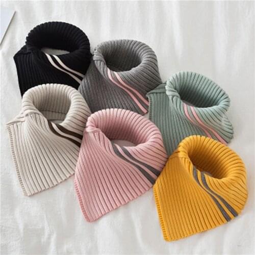 Autumn Winter Womens Scarf Wild Warm Protect Cervical Spine Stretch Knitted Fake Collar Wool High Neck Pullover Bib Female U18