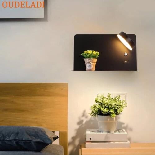 Nordic bedside lamp button switch modern minimalist led wall lamp living room bedroom TV background personality wall lamp