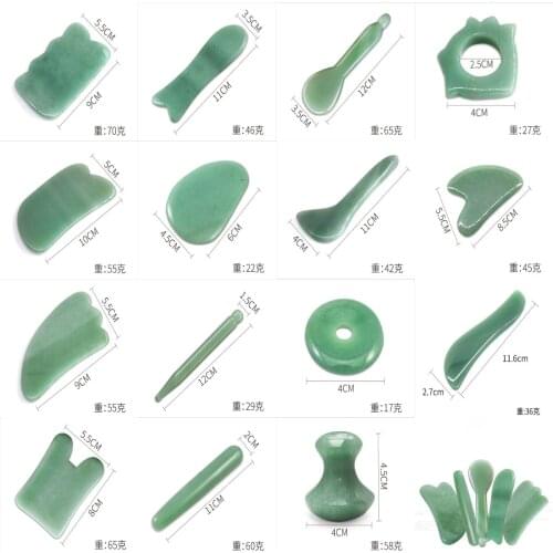 Green Jade Guasha Board Natural Stone Scraper Chinese Gua Sha Tools Face Neck Body Acupuncture Spa Acupuncture Scraper Therapy