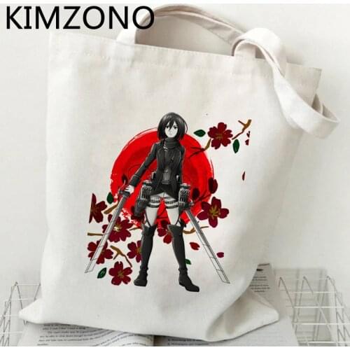 Attack on Titan shopping bag canvas bolsa tote cotton bolso grocery bag jute tote cabas