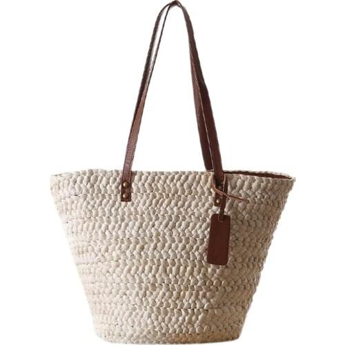 Summer Handmade Bags For Women Capacity Straw Bags DIY Woven Basket Summer Single Shoulder Fashionable Beach Casual Straw Bag