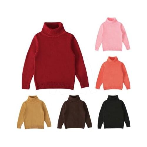 Focusnorm Casual Soft 6 Colors Autumn Winter Baby Girls Sweaters Solid Long Sleeve Pullover Turtleneck 6M-5Y Baby Sweaters