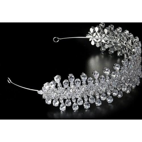 INS Style Crystal Ponytail Headbands Luxury Bridal Tiaras Elegant Headwear Crowns for Prom/Wedding/Birthday Party
